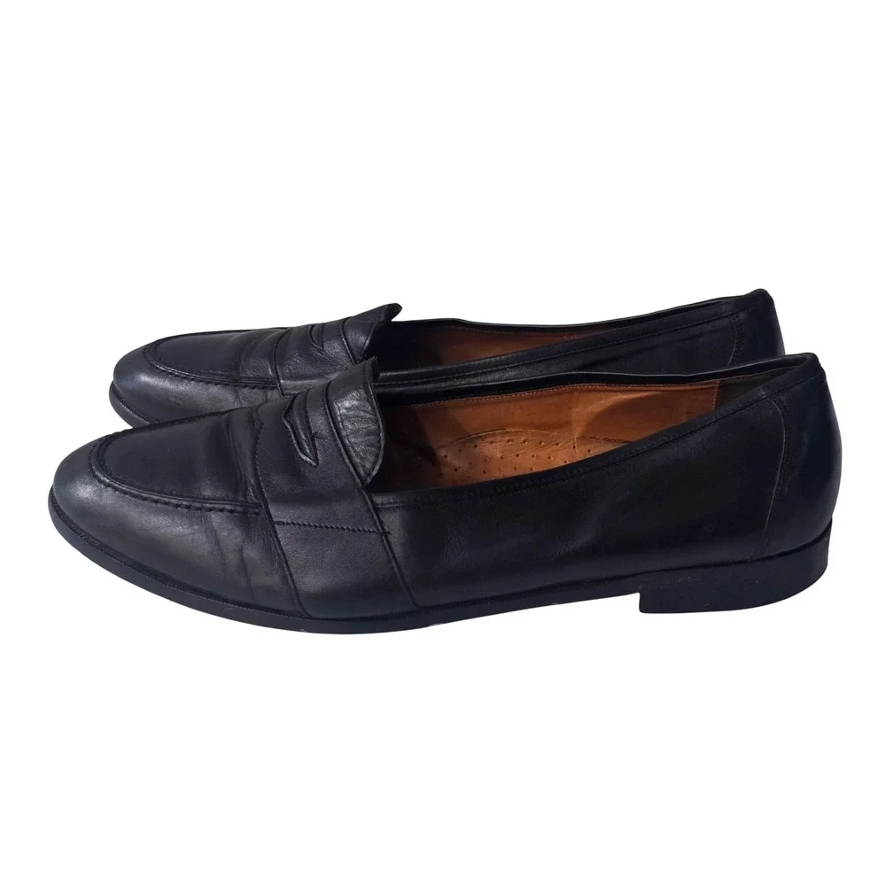 Harold Powell Mens Black Leather Penny Loafers Made in Italy HV 1500 Size 11.5 M